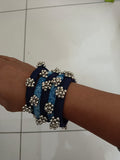 Oxidise bangles indigo fabric 5 pcs set