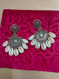 Oxidise earrings with cowrie shell