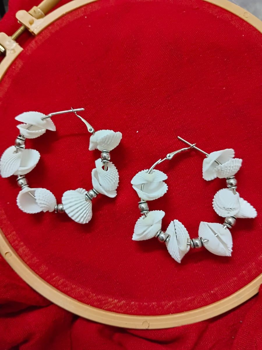 sea shell hoop earrings