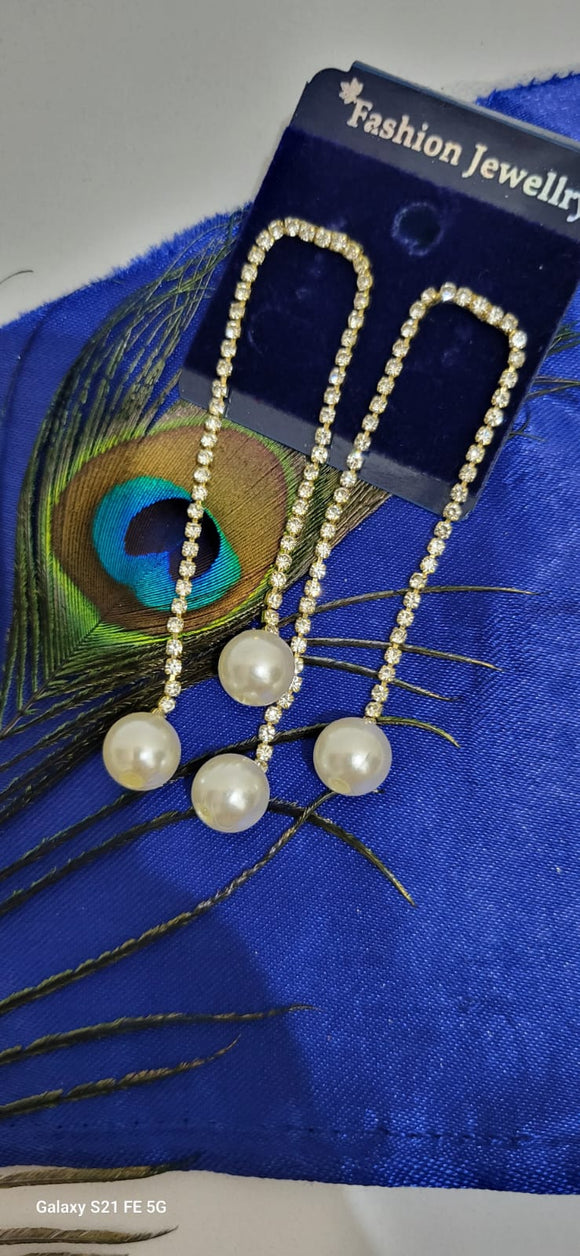 Double drop pearl earrings