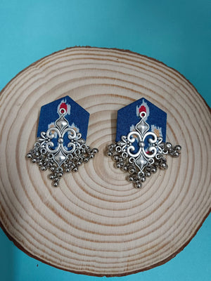 Blue fabric earrings