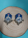 Blue fabric earrings